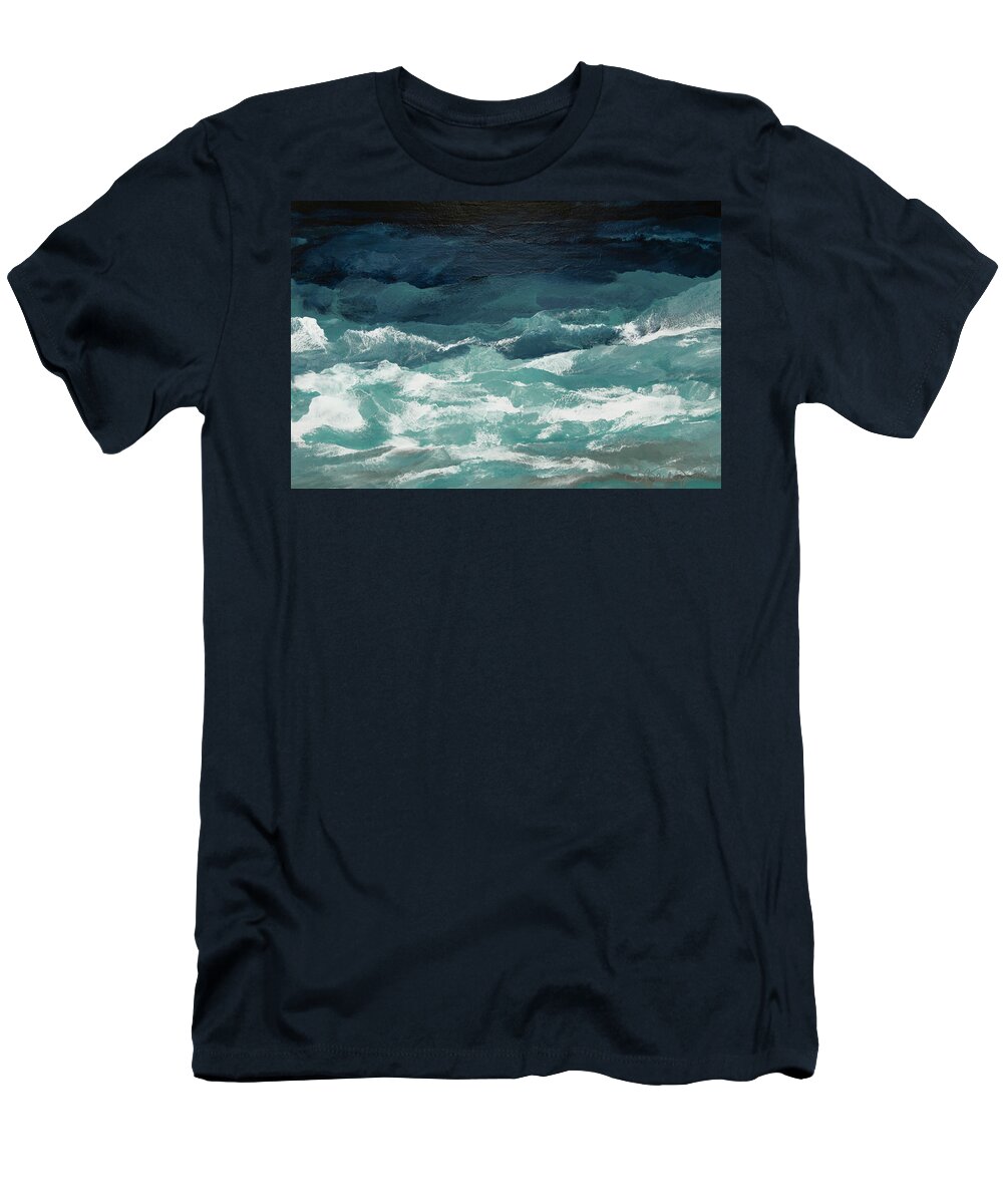  Abstract Seascape T-Shirt featuring the painting Abundant as the Seas by Linda Bailey