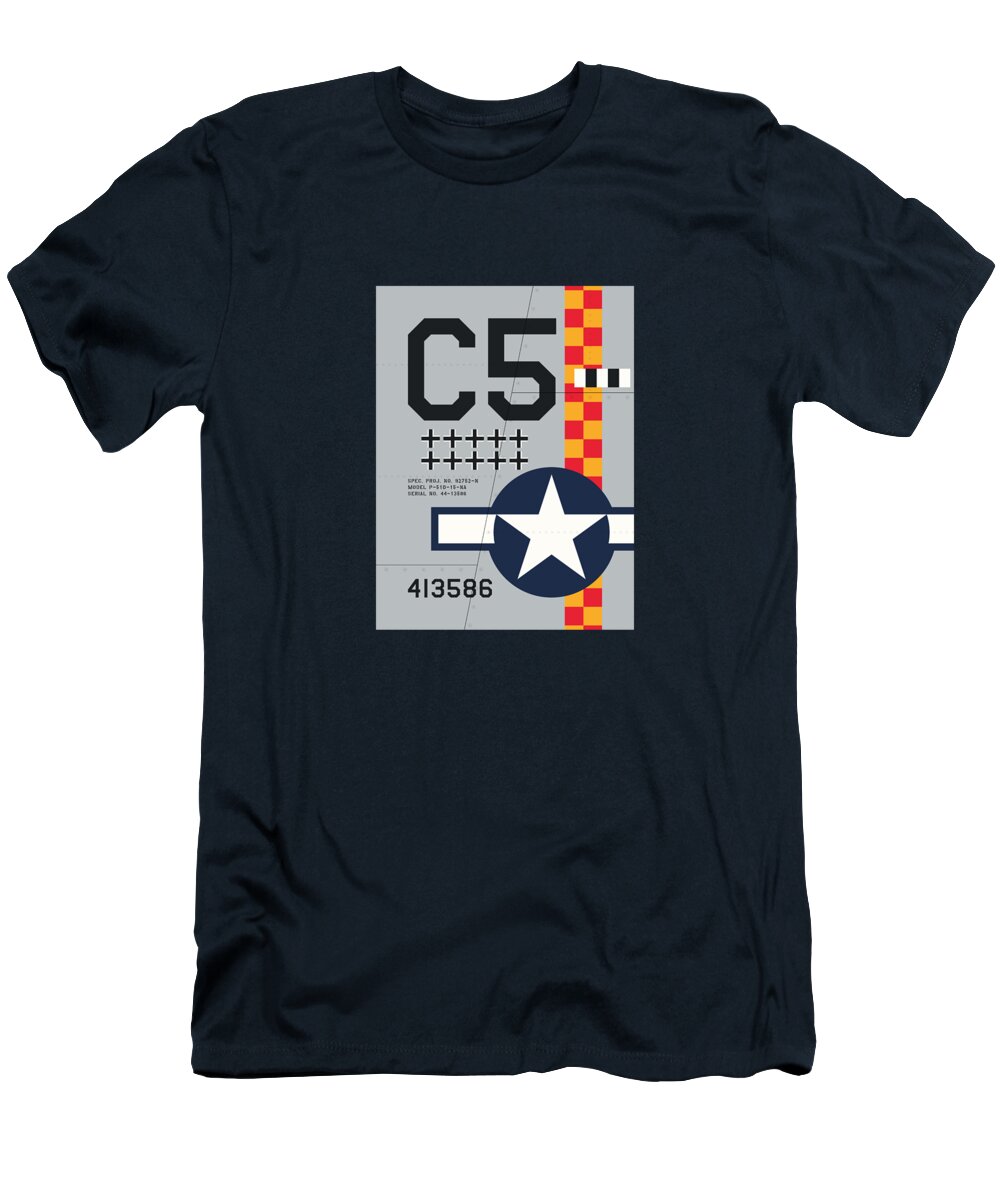 Aircraft T-Shirt featuring the digital art Aircraft Markings - USA P-51 by Organic Synthesis