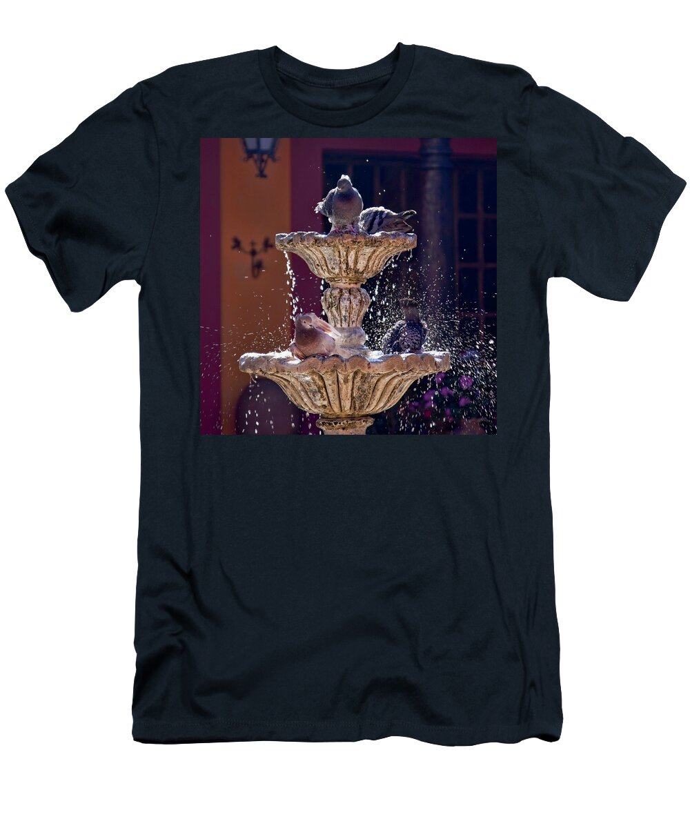 Water Fountain T-Shirt featuring the photograph Animated Water Fountain by Tatiana Travelways