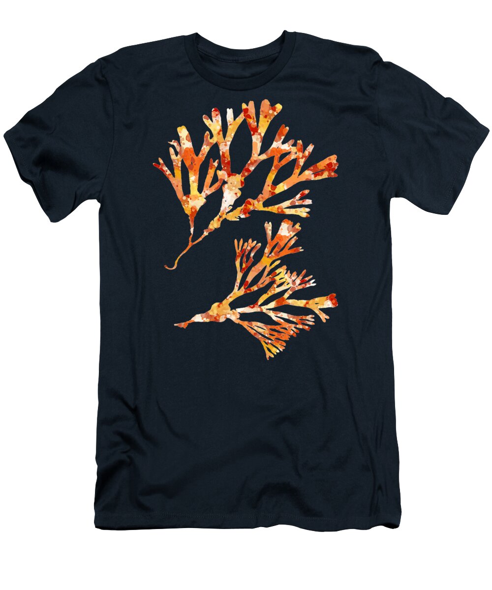 Seaweed T-Shirt featuring the mixed media British Algae Abstract Fucus vesiculosus by Christina Rollo