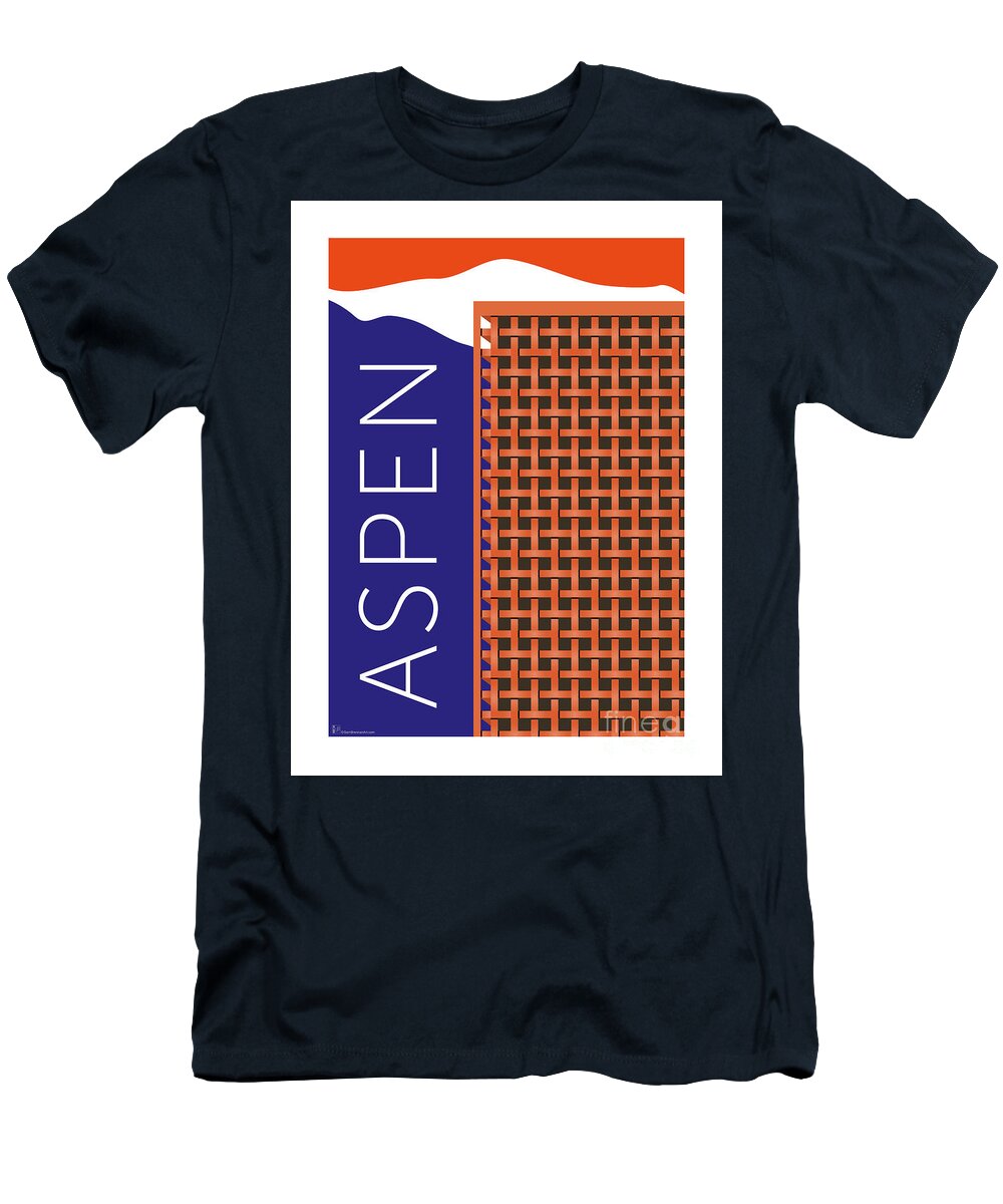 Aspen Art Museum Aspen Colorado T-Shirt featuring the digital art Aspen Art Museum - Orange by Sam Brennan