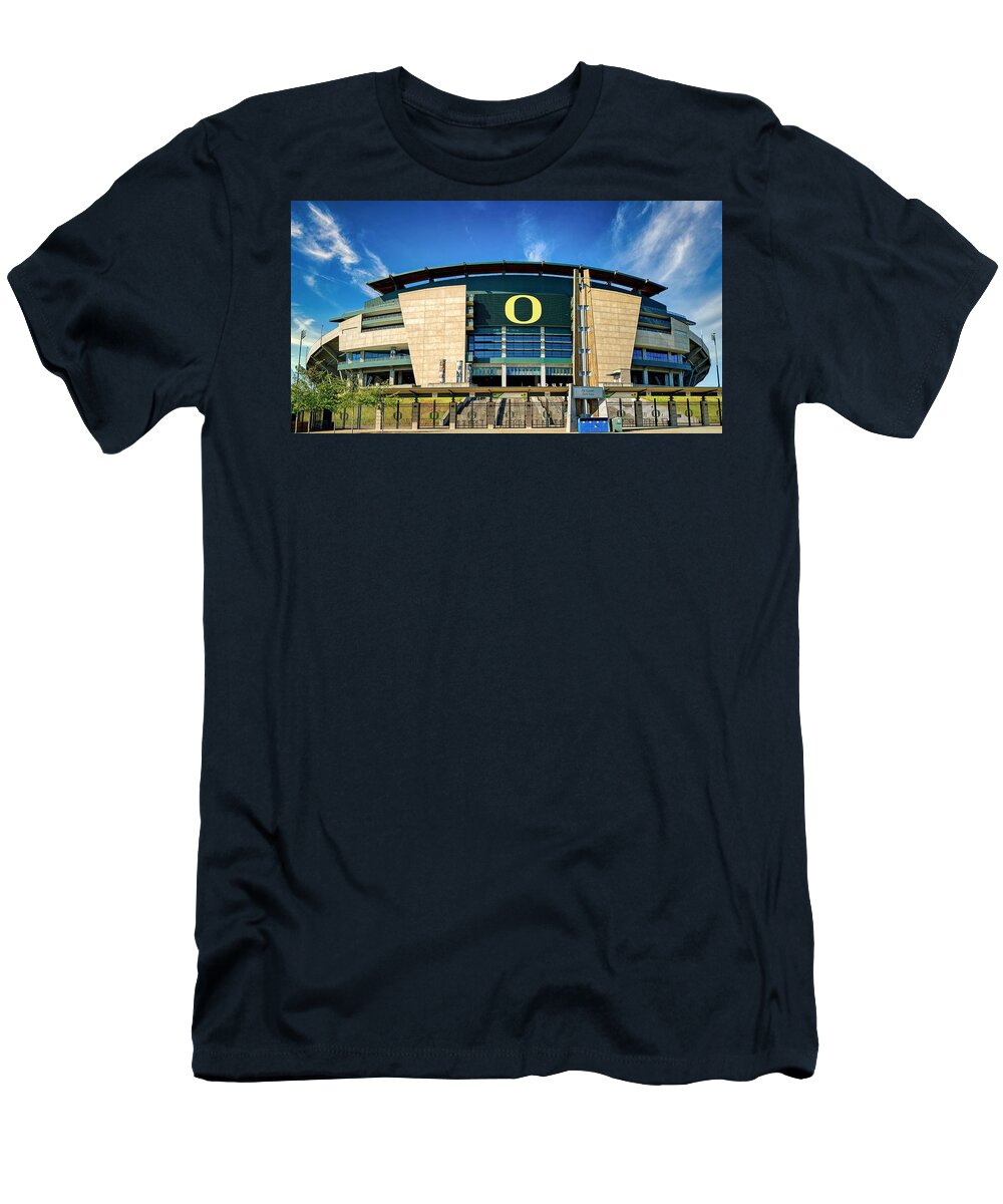 Autzen Stadium T-Shirt featuring the photograph Autzen Stadium - Home of the Oregon Ducks by Mountain Dreams