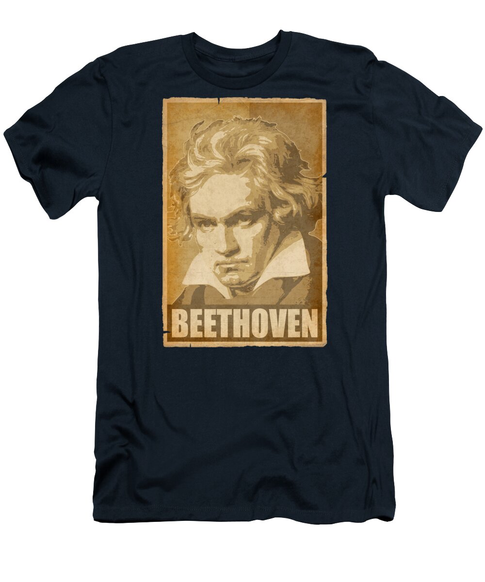 Beethoven T-Shirt featuring the digital art Beethoven Propaganda Pop Art by Megan Miller