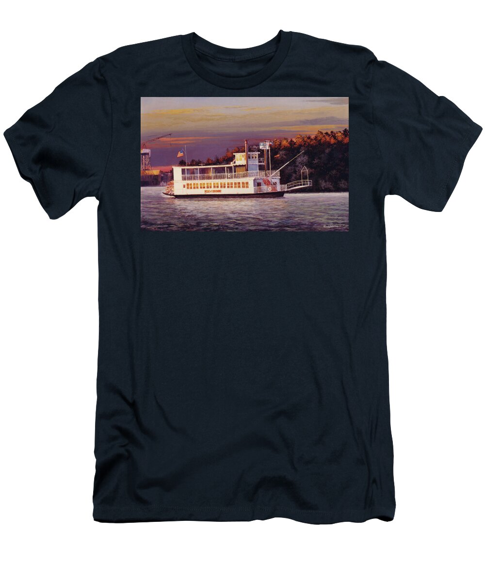 Paddle Wheel T-Shirt featuring the painting Belle of Beaumont by Randy Welborn