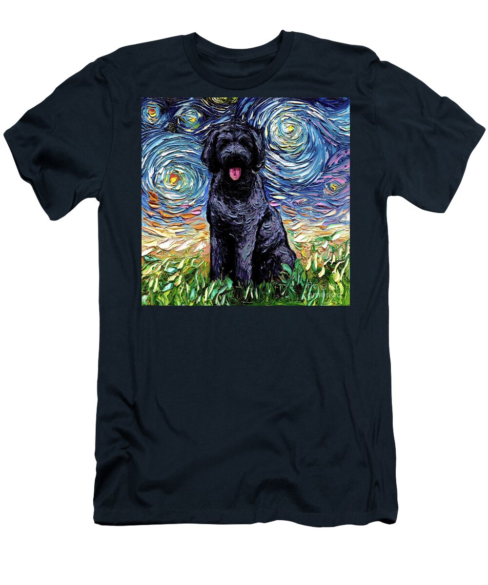 Golden Doodle T-Shirt featuring the painting Black Goldendoodle by Aja Trier