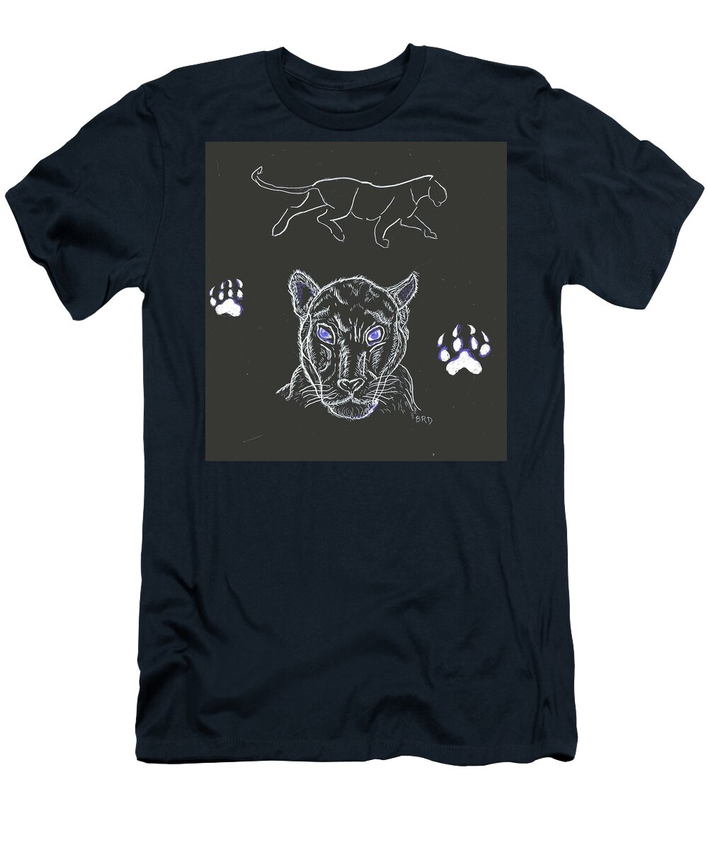 Panther T-Shirt featuring the drawing Black Panther by Branwen Drew