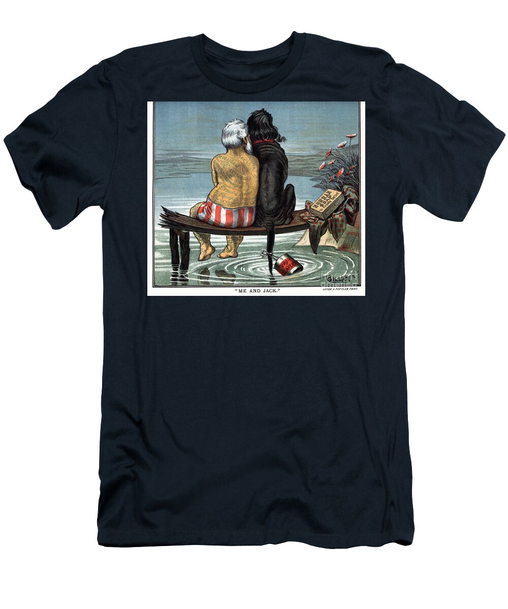 1884 T-Shirt featuring the drawing Blaine and Logan Cartoon, 1884 by Bernhard Gillam