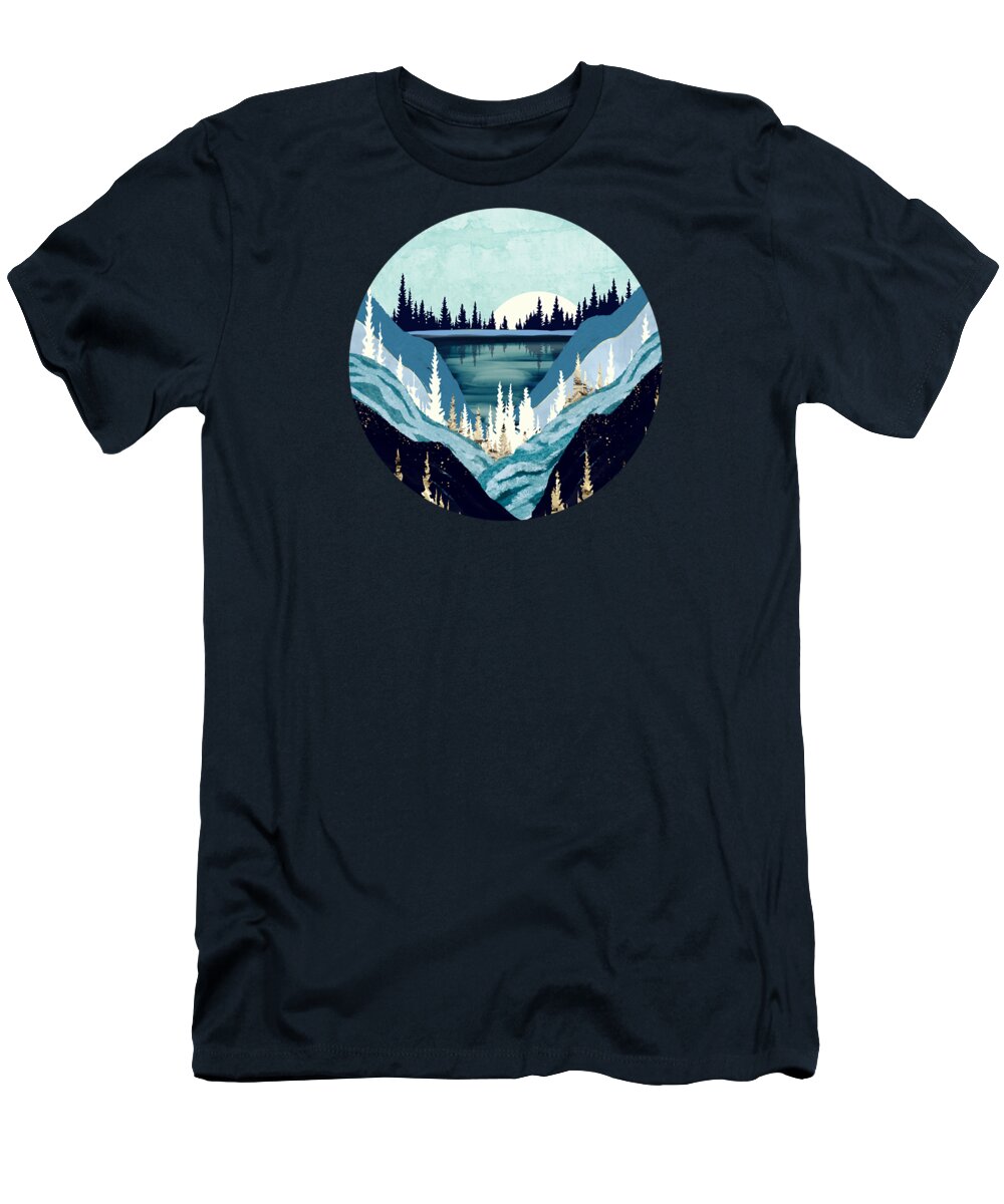Blue T-Shirt featuring the digital art Blue Forest Lake by Spacefrog Designs