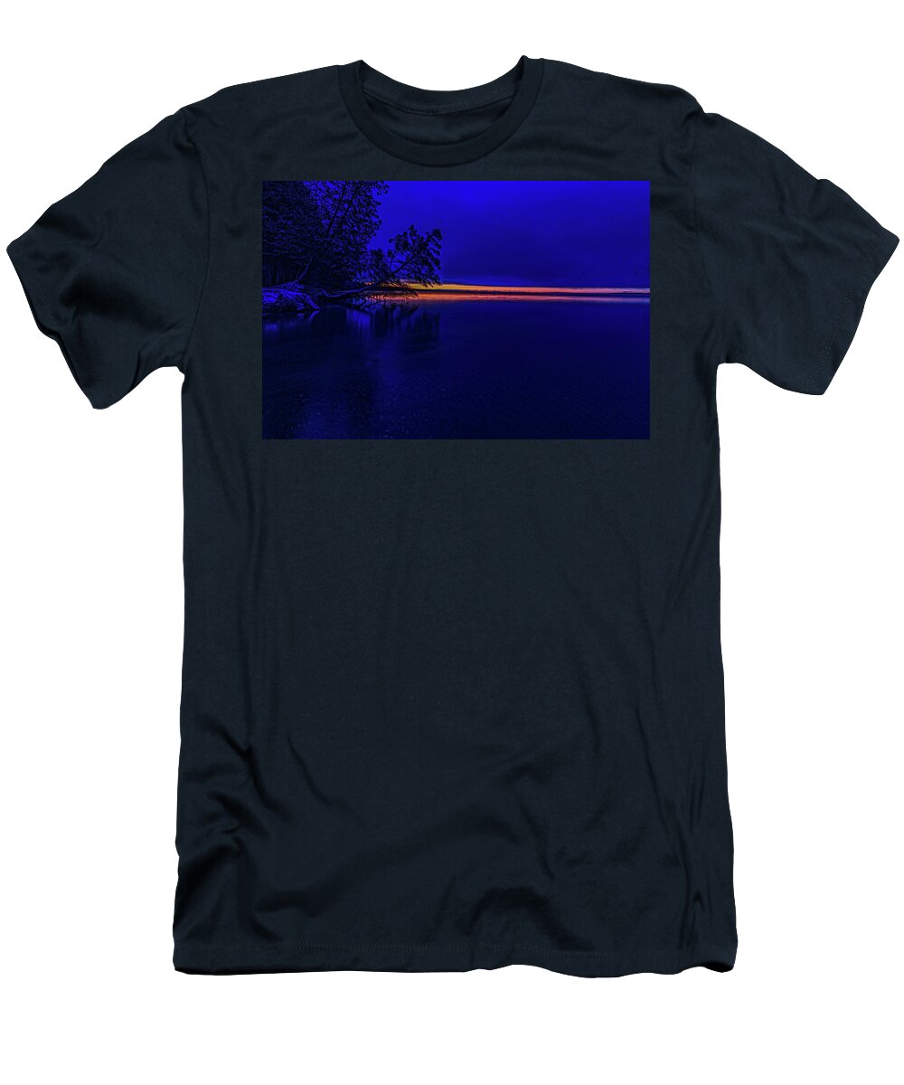 Higgins Lake T-Shirt featuring the photograph Blue Hour 7 Degrees by Joe Holley