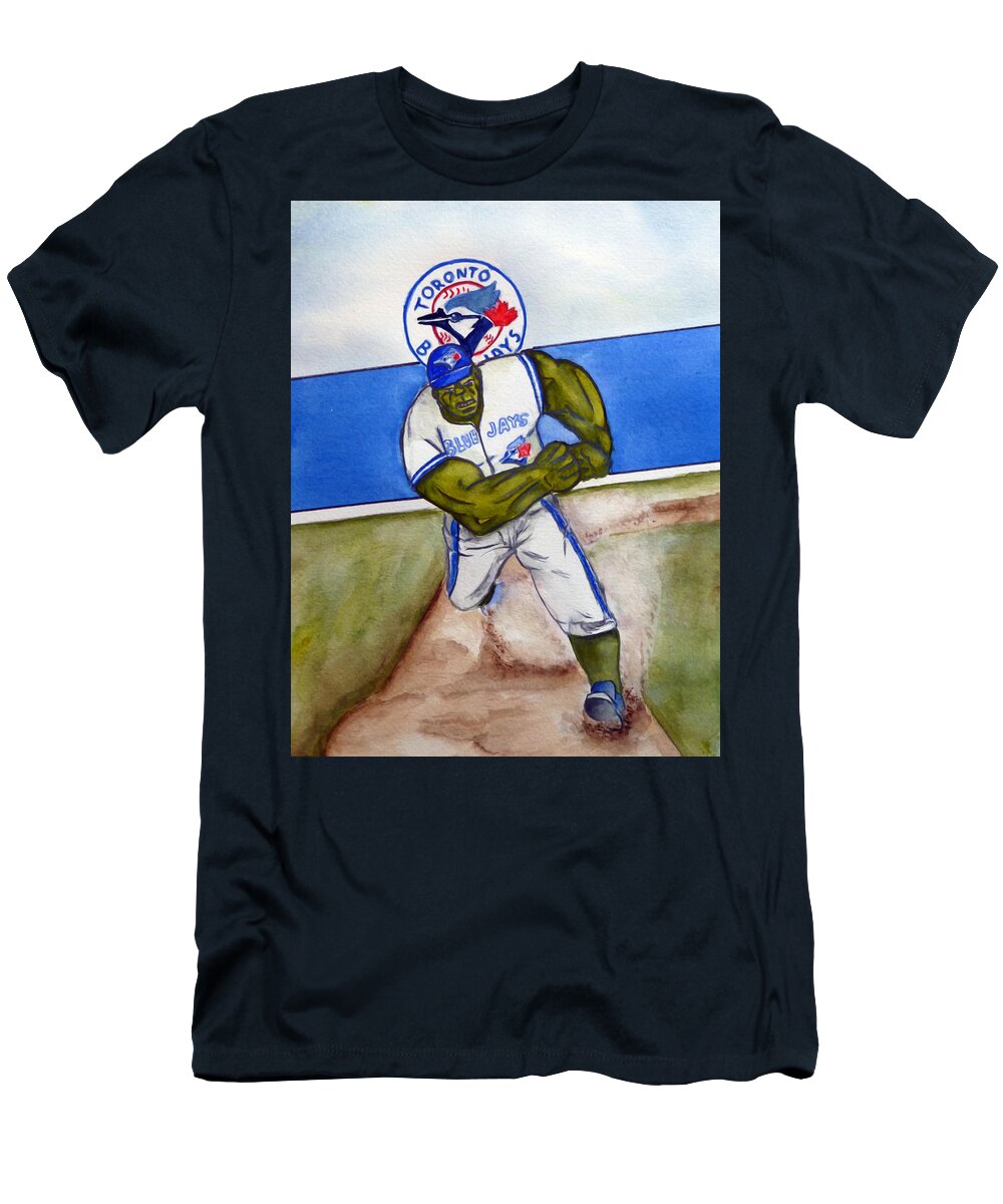Blue Jays T-Shirt featuring the mixed media Blue Jays Baseball with The Hulk by Kelly Mills