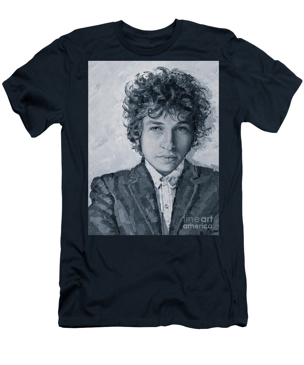 Dylan T-Shirt featuring the painting Bob Dylan, 2020 by PJ Kirk