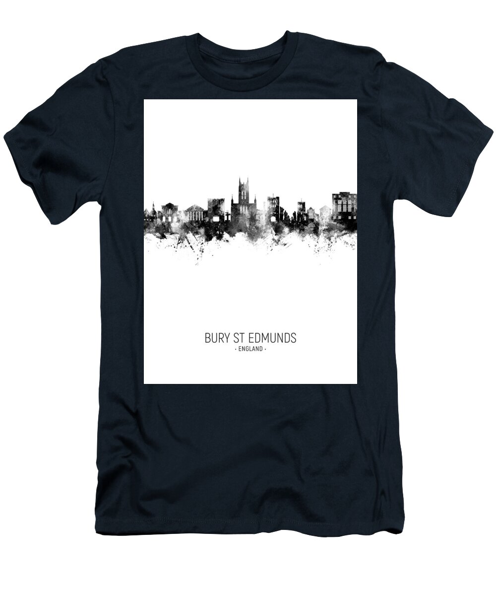 Bury St Edmunds T-Shirt featuring the digital art Bury St Edmunds England Skyline #37 by Michael Tompsett