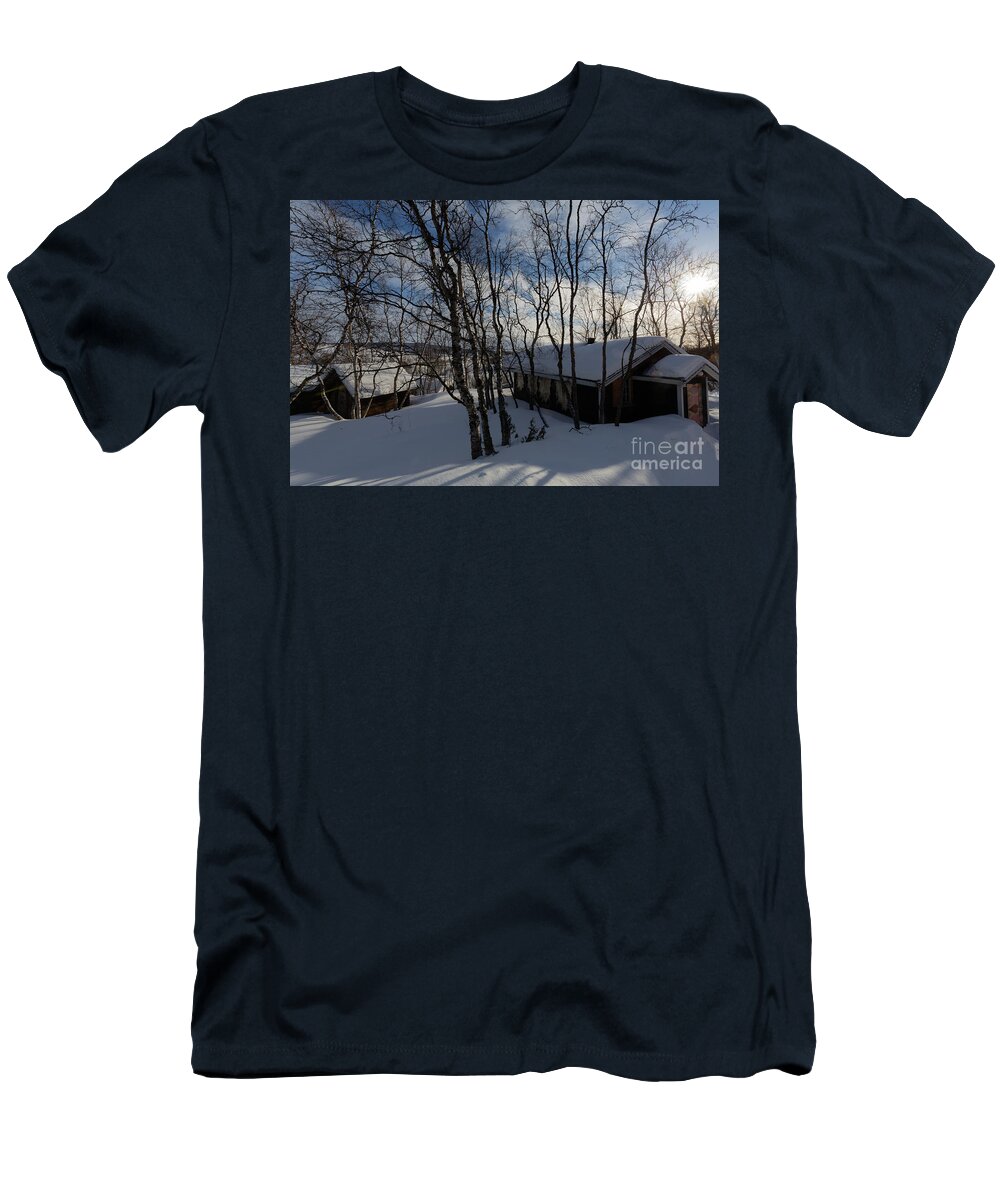 Cabins T-Shirt featuring the photograph Cabins in the Snow by Eva Lechner