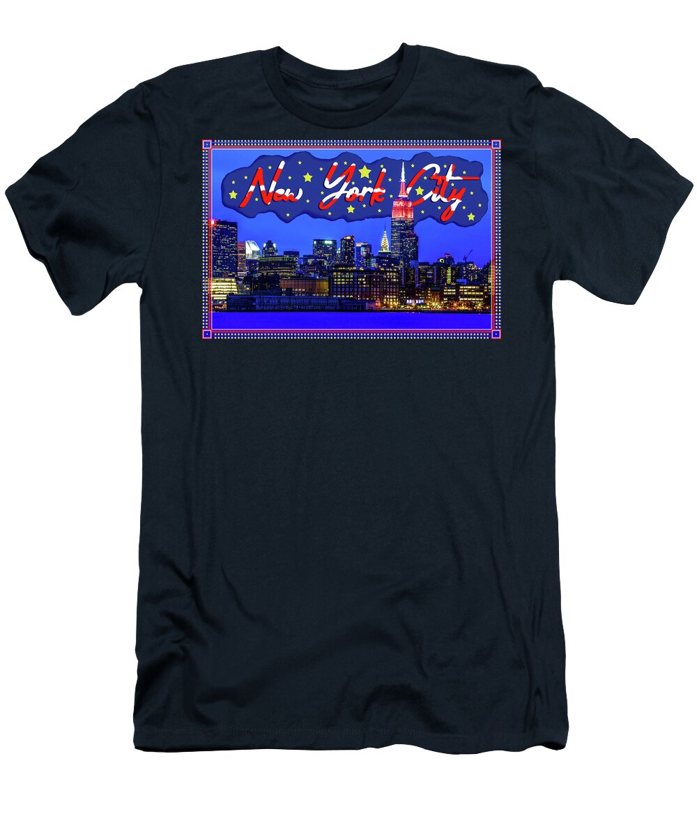 New York City Skyline At Night T-Shirt featuring the photograph Celebrate New York City by Az Jackson