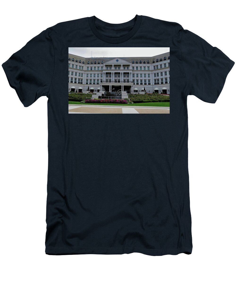 Resorts T-Shirt featuring the photograph Chateau Lafayette at Nemacolin Woodlands Resort in Pennsylvania by Linda Stern