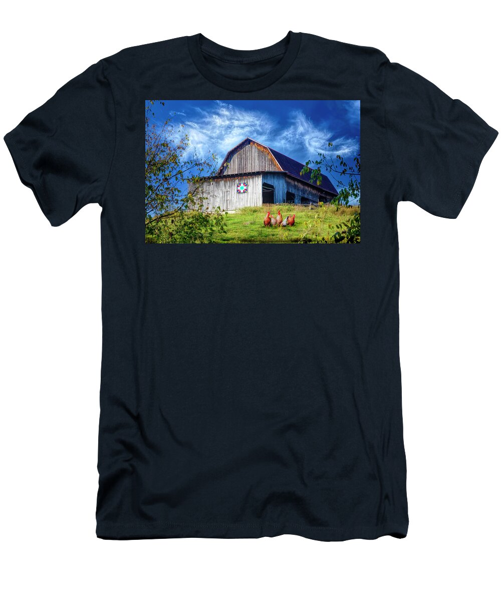 Vintage T-Shirt featuring the photograph Chickens at the Farm Barn by Debra and Dave Vanderlaan