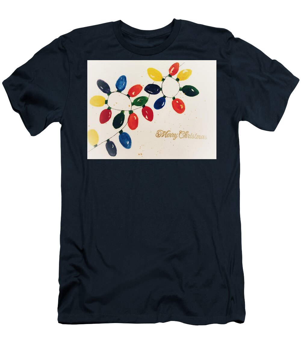 Lights T-Shirt featuring the painting Christmas Lights by Shady Lane Studios-Karen Howard