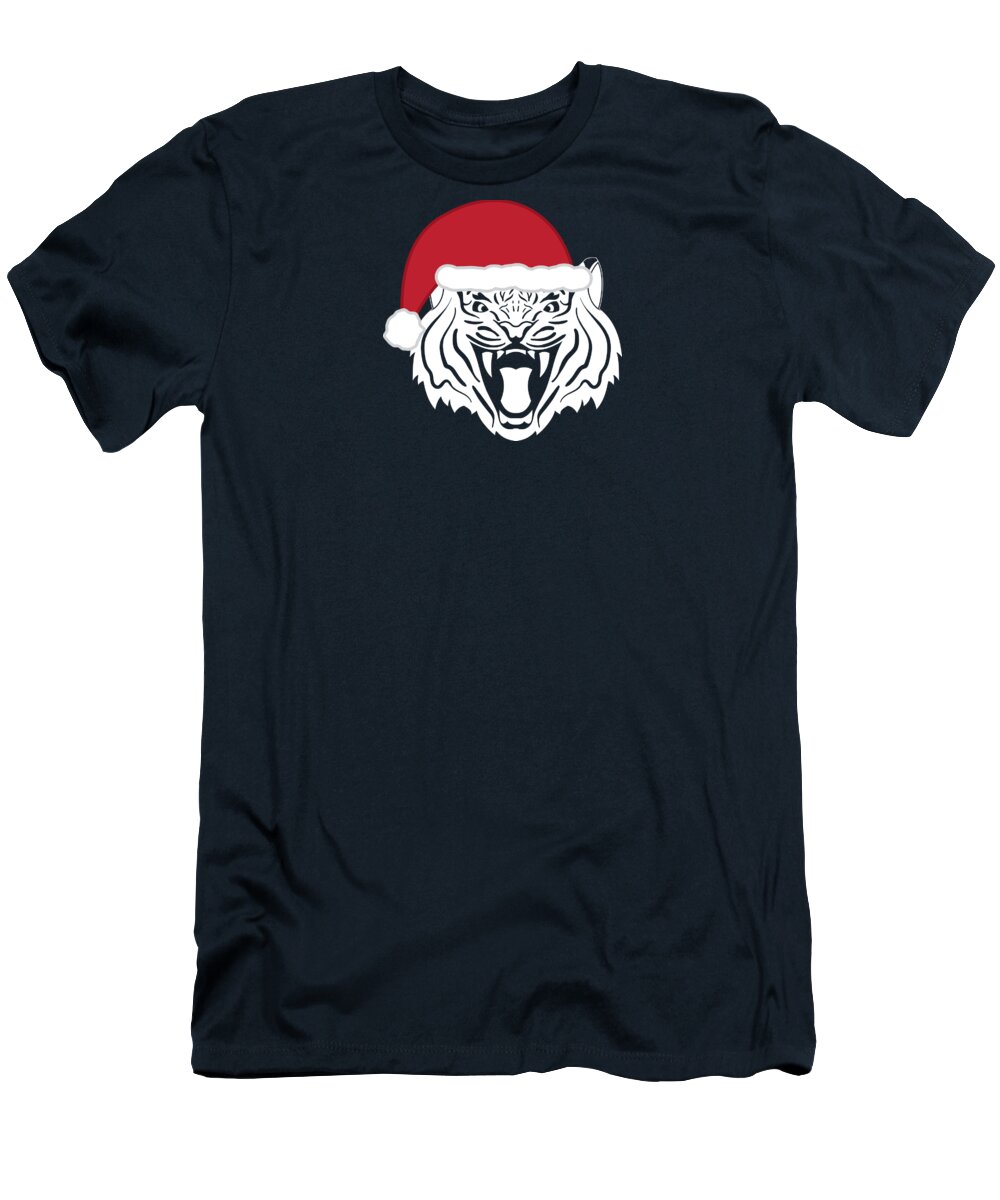 Christmas Tiger T-Shirt by College Mascot Designs - Pixels Merch