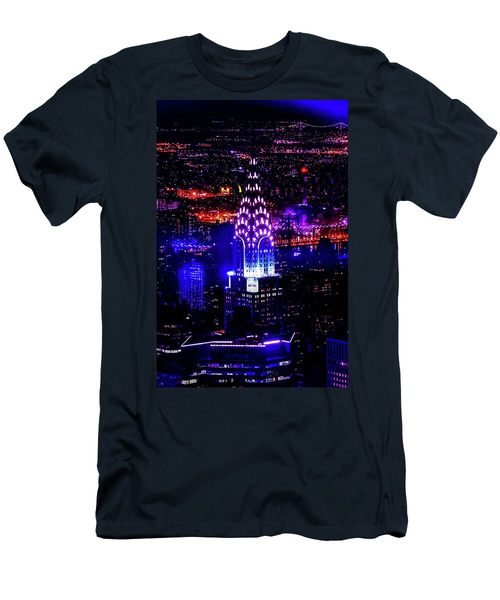 New York City T-Shirt featuring the photograph Chrysler Lights by Az Jackson