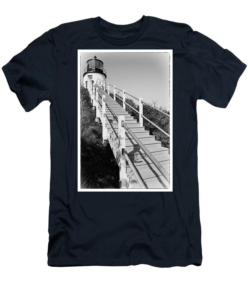 Seascape T-Shirt featuring the photograph Climb up to Owls Head Light by Mike Martin