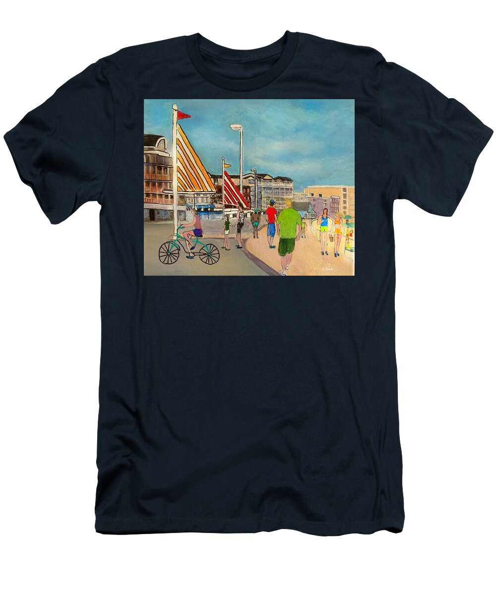 Hampton Beach T-Shirt featuring the painting Colorful Hampton Beach by Anne Sands