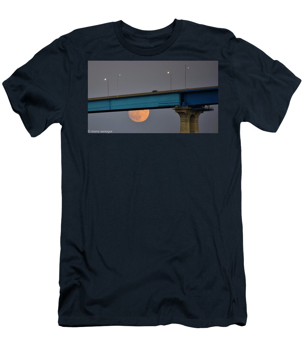 Moon T-Shirt featuring the photograph Coronado Bridge, San Diego by Moris Senegor