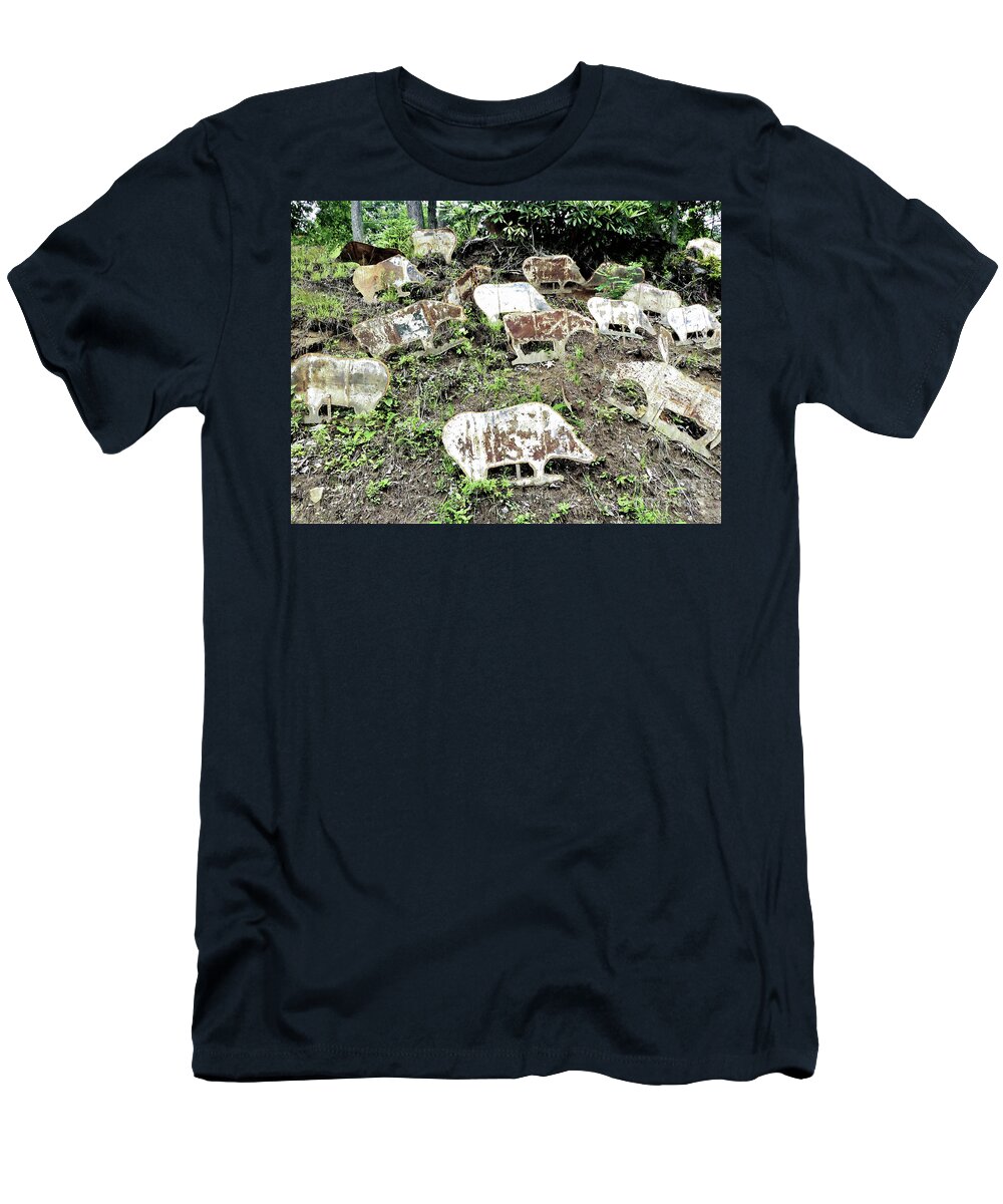 Landscape T-Shirt featuring the photograph Cows on the Hill by Sharon Williams Eng