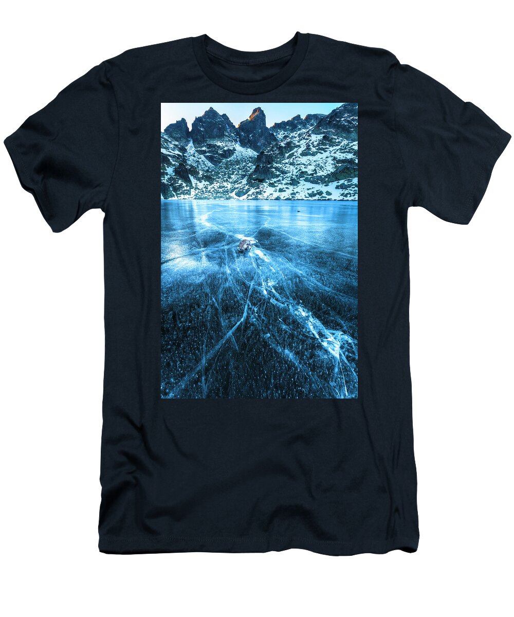 Bulgaria T-Shirt featuring the photograph Cracks In the Ice by Evgeni Dinev