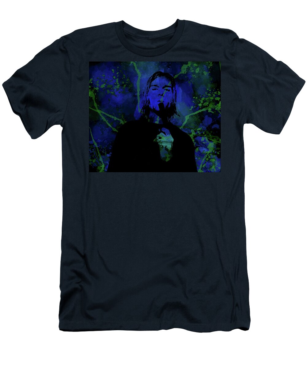 Curt Cobain T-Shirt featuring the mixed media Curt Cobain 1g by Brian Reaves