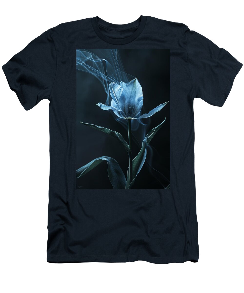 Blue Tulips T-Shirt featuring the painting Dance of the Blue Tulip by Lourry Legarde