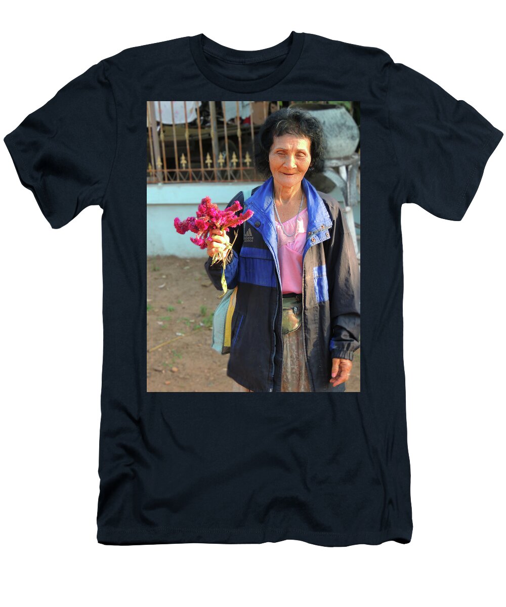 Asian T-Shirt featuring the photograph Do you want some flowers dear? by Jeremy Holton