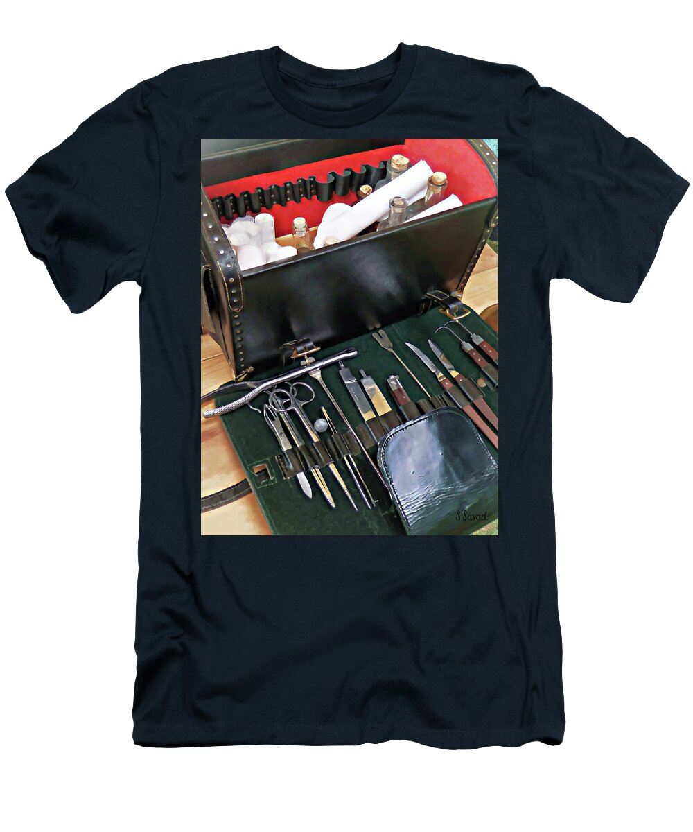 Civil War T-Shirt featuring the photograph Doctor - Civil War Medical Instruments by Susan Savad