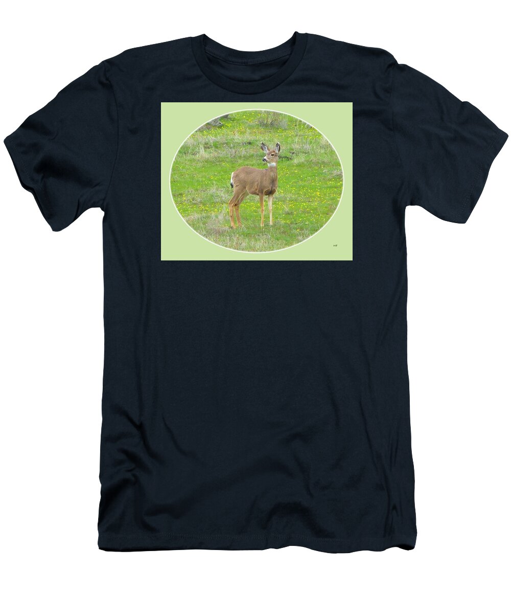 Young Deer T-Shirt featuring the digital art Doe In March by Will Borden