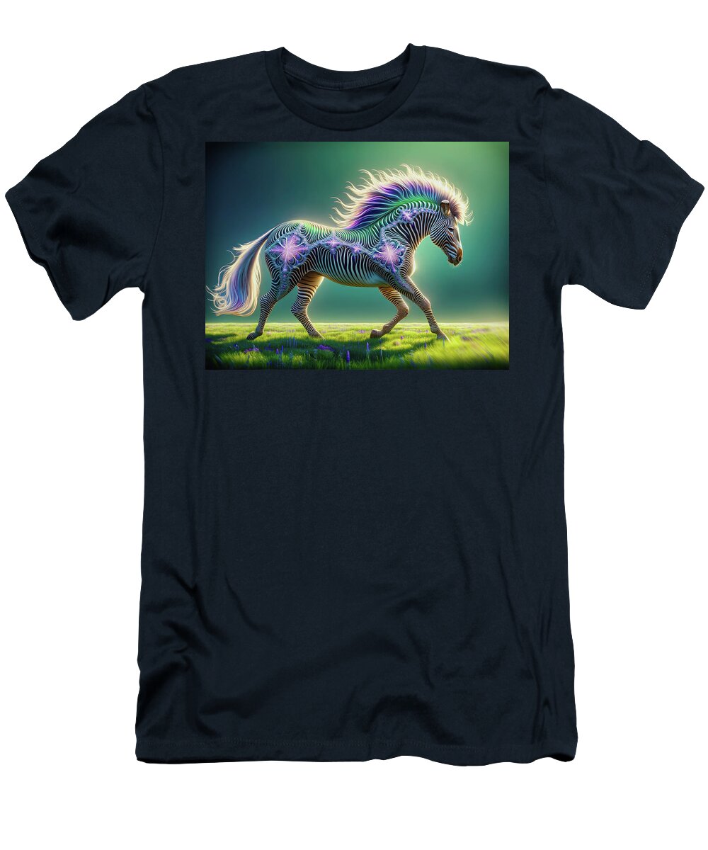 Ethereal Zebra T-Shirt featuring the digital art Effulgent Mirage by Bill And Linda Tiepelman