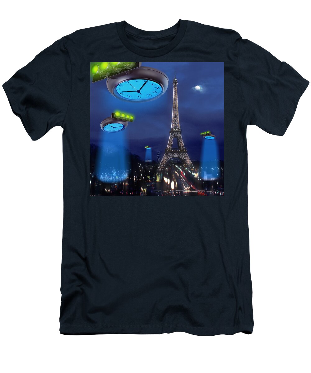 Clock Faces T-Shirt featuring the photograph European Time Travelers SQ by Mike McGlothlen