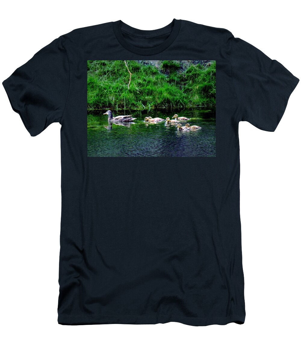 Ducks T-Shirt featuring the digital art Family by Cliff Wilson