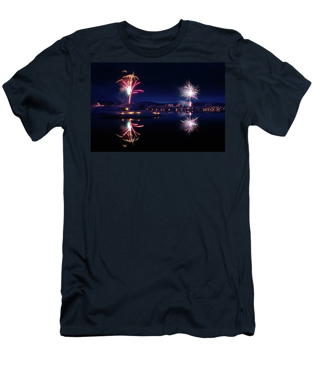 Fireworks T-Shirt featuring the photograph Fire and ice #8 by Christopher Mathews