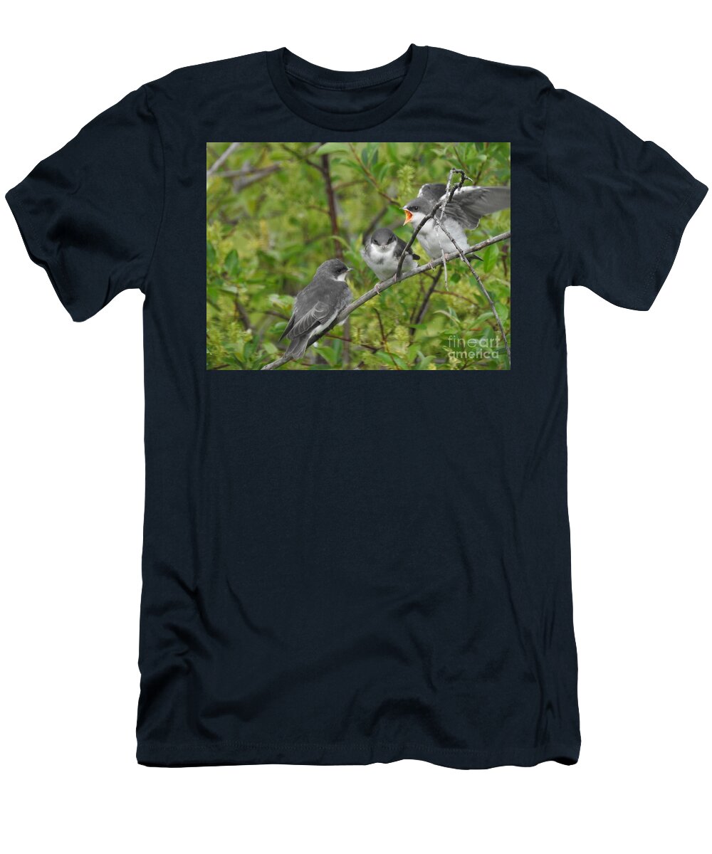 Tree Swallows T-Shirt featuring the photograph Fledgling Tree Swallows by Nicola Finch