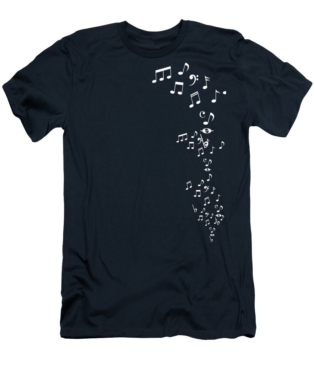 Flying T-Shirt featuring the digital art Flying Notes White by Filip Schpindel