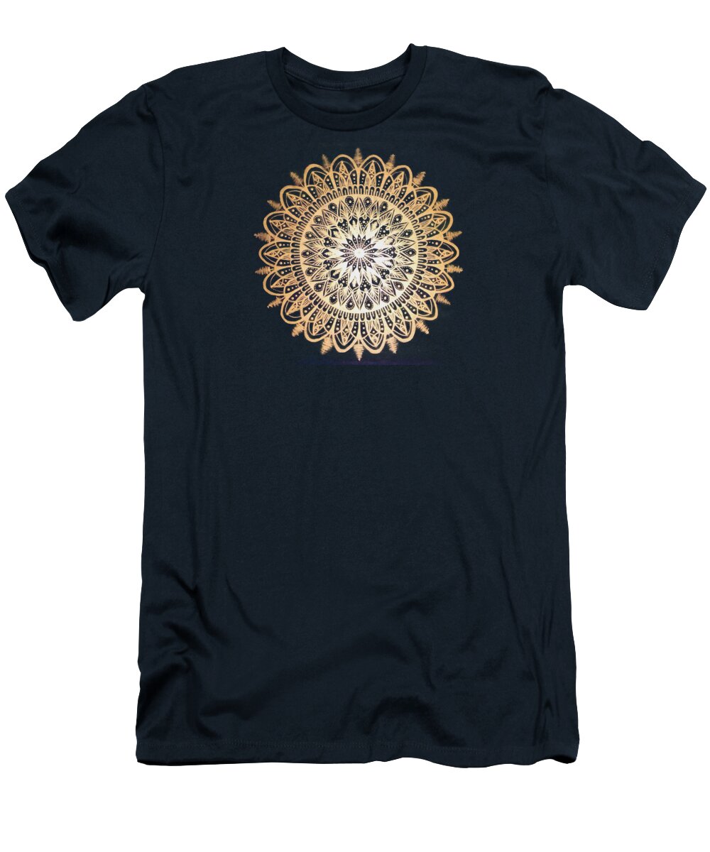 Mandala T-Shirt featuring the painting Forest Meditation Mandala by Eseret Art