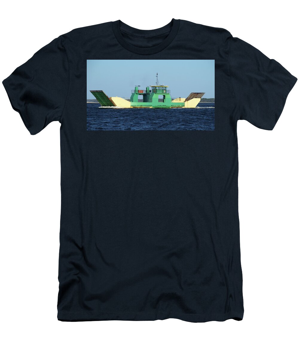 Empty T-Shirt featuring the photograph Fraser island Car Ferry Barge in transit. Inskip Point, Australi by Geoff Childs