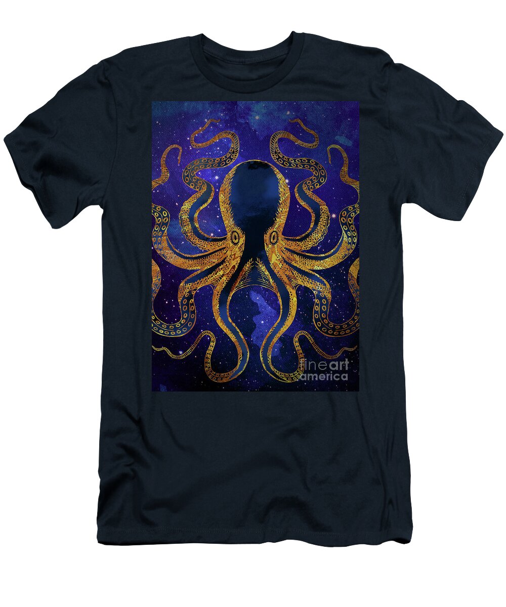 Galaxy T-Shirt featuring the digital art Galaxy Octopus by Sambel Pedes