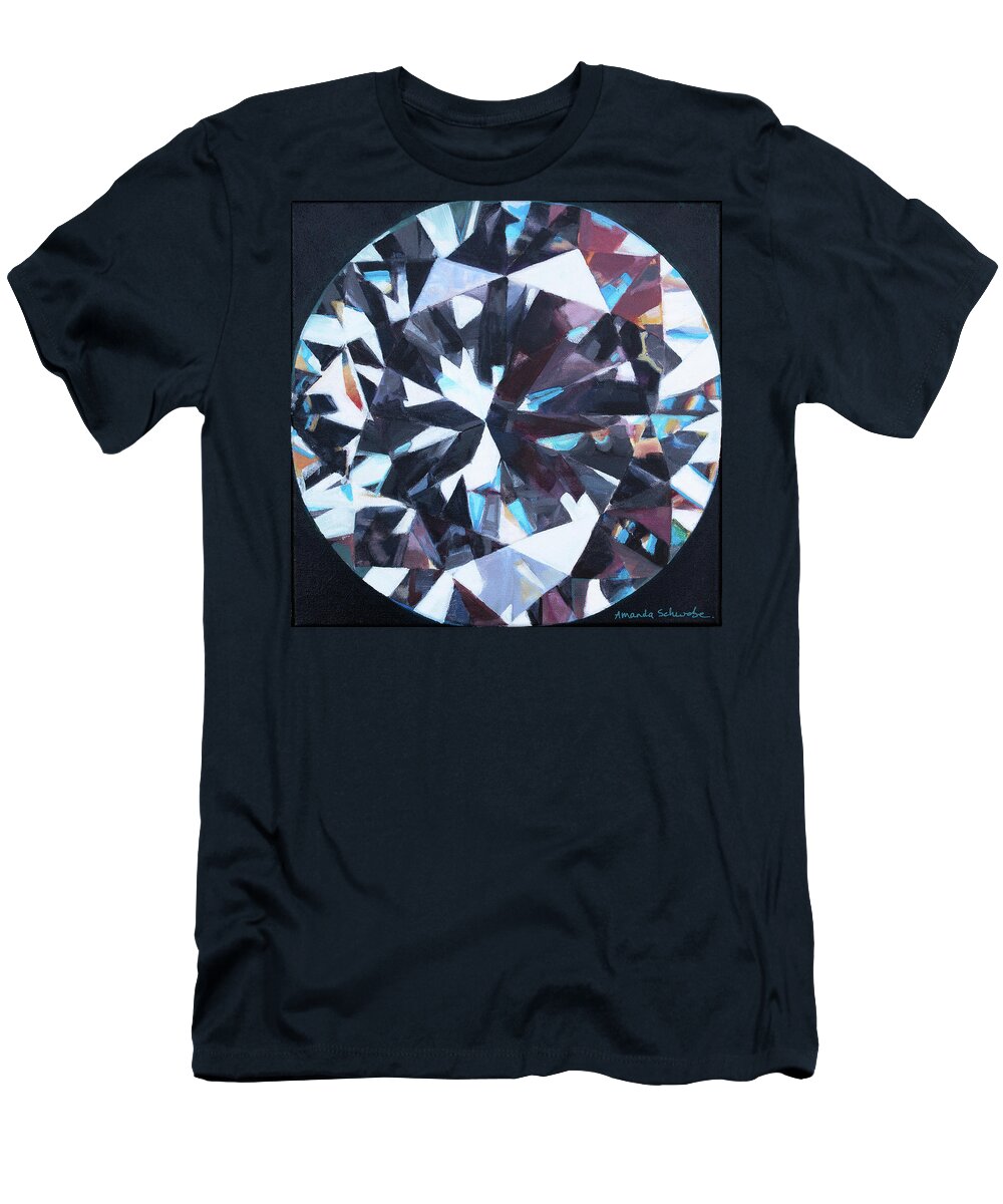 Diamond T-Shirt featuring the painting Gemology by Amanda Schwabe