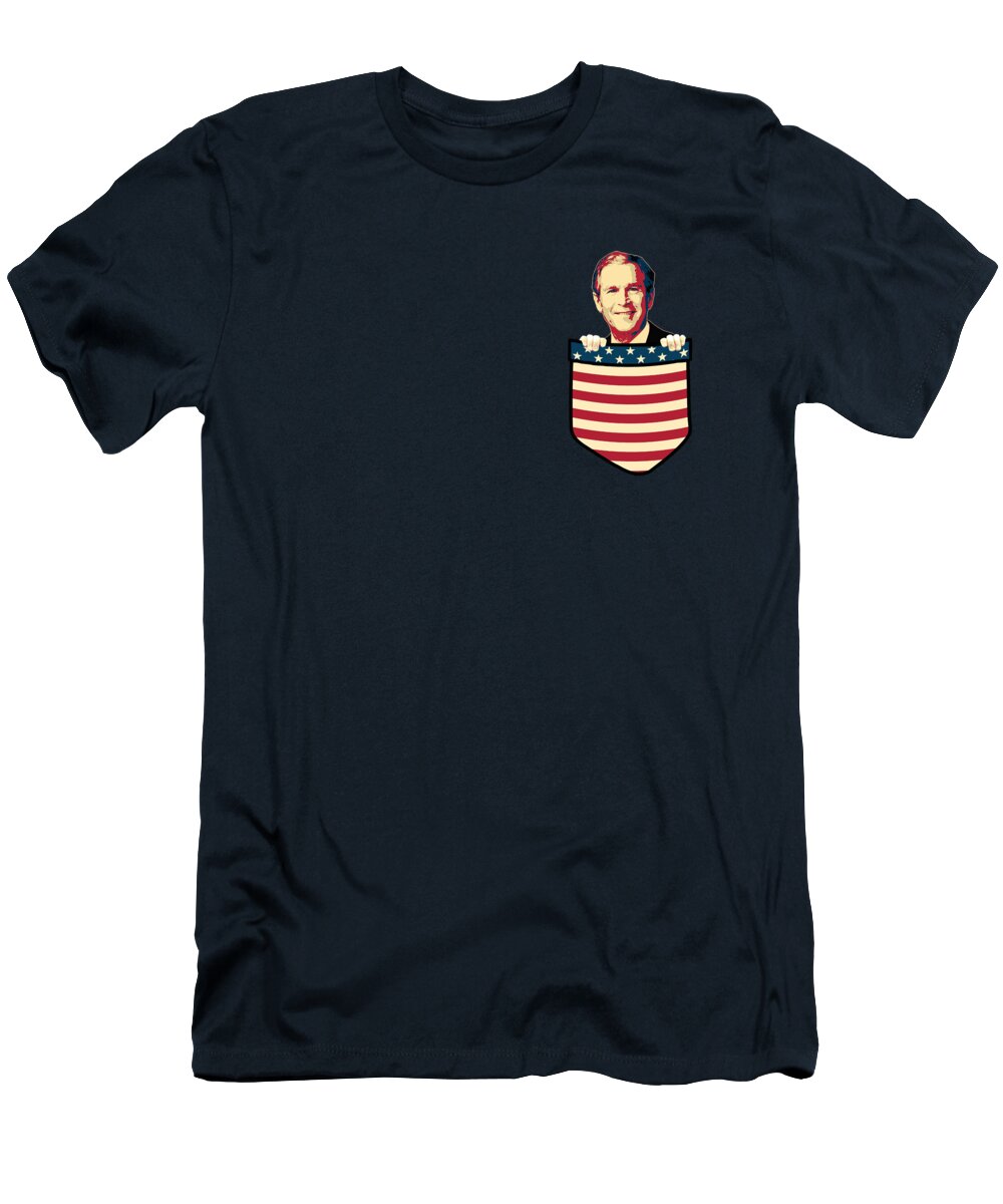 George W Bush T-Shirt featuring the digital art George W Bush In my pocket by Filip Schpindel