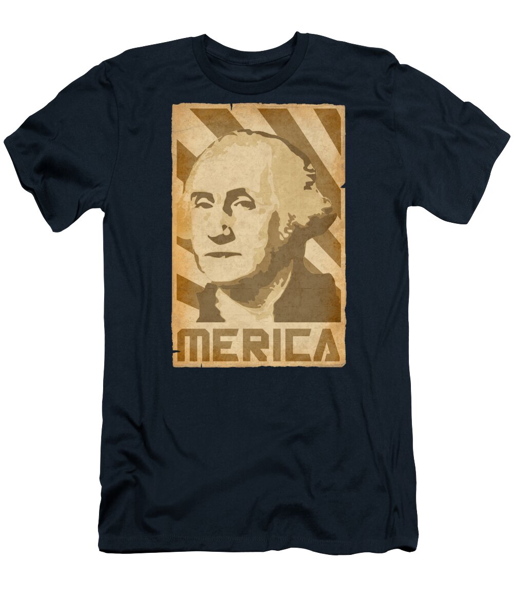 George T-Shirt featuring the digital art George Washington Merica Retro Propaganda by Filip Schpindel