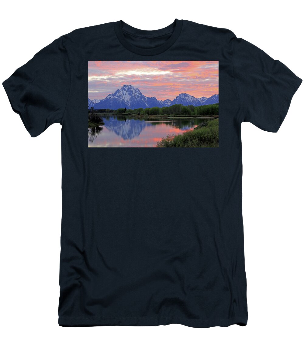 Oxbow Bend T-Shirt featuring the photograph Grand Teton National Park - Oxbow Bend Snake River by Richard Krebs