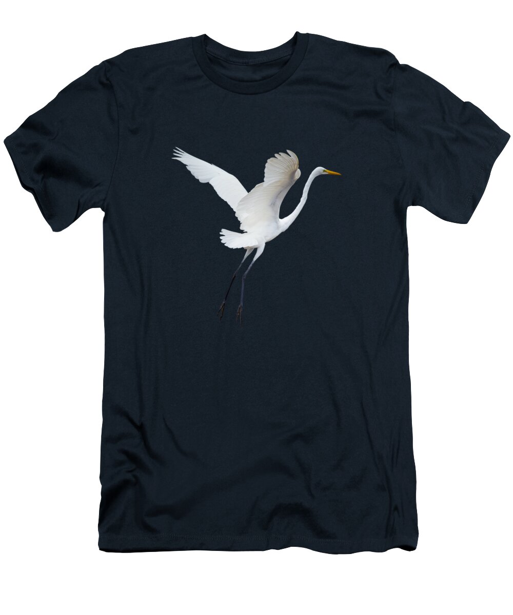 Great White Egret T-Shirt featuring the photograph Great White Egret Lift Off by Mark Andrew Thomas