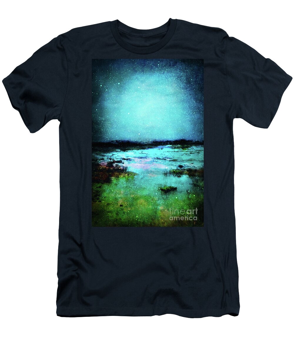 Halcyon T-Shirt featuring the digital art Halcyon Evening By the Water by Neece Campione