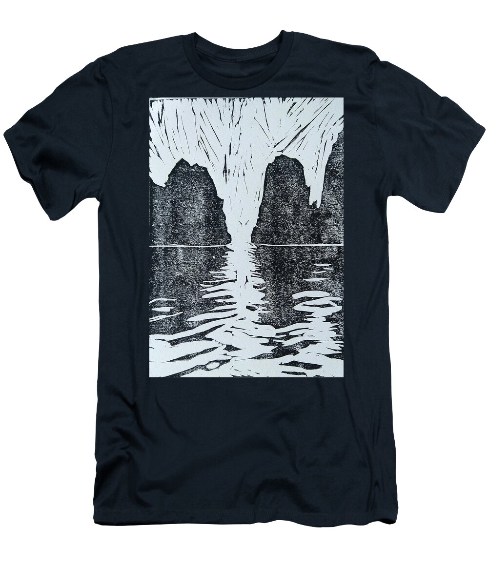 Woodblock Print T-Shirt featuring the painting Halong Bay Vietnam by Thu Nguyen