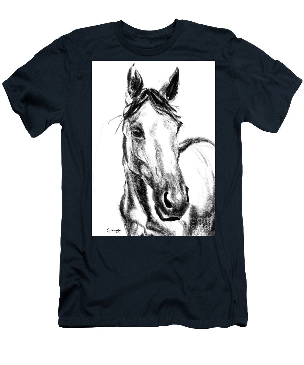 Horse T-Shirt featuring the painting Horse Britt by Go Van Kampen